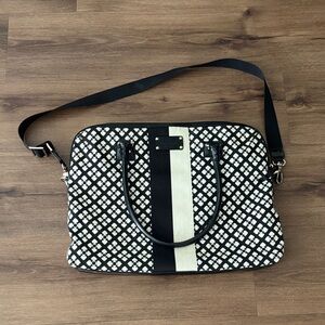 Kate Spade Black and Cream Laptop Bag w/Patent Leather Accents